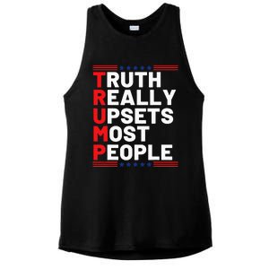 Trump Truth Really Upset Most People Trump 2024 America Flag Ladies PosiCharge Tri-Blend Wicking Tank