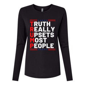 Trump Truth Really Upset Most People Trump 2024 America Flag Womens Cotton Relaxed Long Sleeve T-Shirt