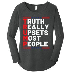 Trump Truth Really Upset Most People Trump 2024 America Flag Women's Perfect Tri Tunic Long Sleeve Shirt