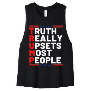 Trump Truth Really Upset Most People Trump 2024 America Flag Women's Racerback Cropped Tank