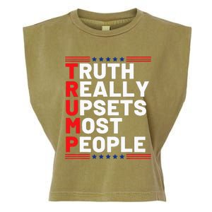 Trump Truth Really Upset Most People Trump 2024 America Flag Garment-Dyed Women's Muscle Tee