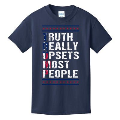 Trump Truth Really Upset Most People Trump 2024 America Flag Kids T-Shirt