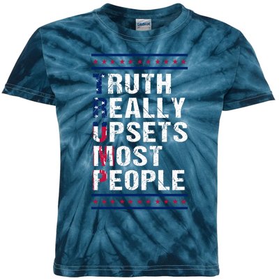 Trump Truth Really Upset Most People Trump 2024 America Flag Kids Tie-Dye T-Shirt