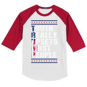 Trump Truth Really Upset Most People Trump 2024 America Flag Kids Colorblock Raglan Jersey