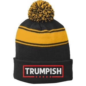 Trumpish Stripe Pom Pom Beanie