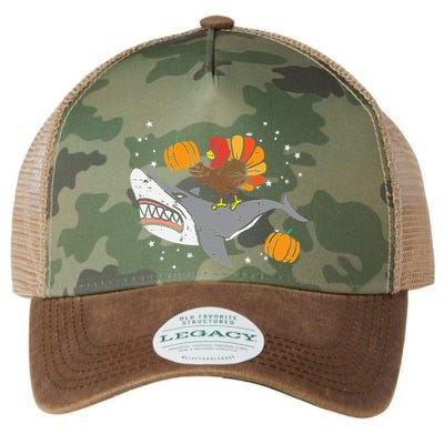 Thanksgiving Turkey Riding Shark Funny Legacy Tie Dye Trucker Hat