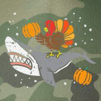 Thanksgiving Turkey Riding Shark Funny Legacy Tie Dye Trucker Hat