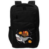 Thanksgiving Turkey Riding Shark Funny Impact Tech Backpack