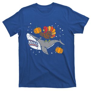 Thanksgiving Turkey Riding Shark Funny T-Shirt