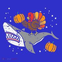 Thanksgiving Turkey Riding Shark Funny Tall T-Shirt