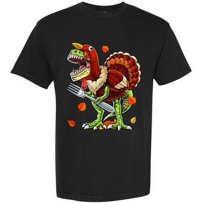 Thanksgiving T Rex Dinosaur Turkey Costume Gift Boys Gift Garment-Dyed Heavyweight T-Shirt