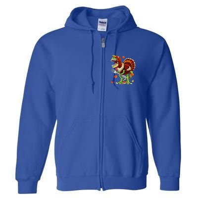 Thanksgiving T Rex Dinosaur Turkey Costume Gift Boys Gift Full Zip Hoodie