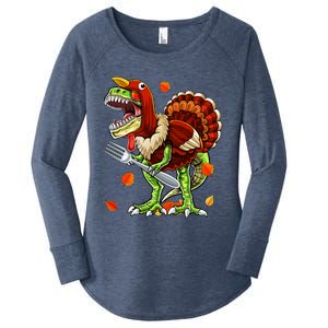 Thanksgiving T Rex Dinosaur Turkey Costume Gift Boys Gift Women's Perfect Tri Tunic Long Sleeve Shirt