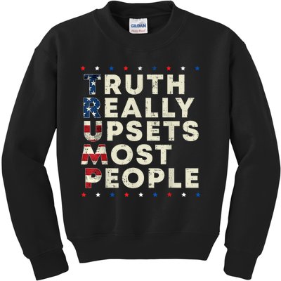 Trump Truth Really Upset Most People Trump 2024 America Flag Kids Sweatshirt