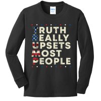 Trump Truth Really Upset Most People Trump 2024 America Flag Kids Long Sleeve Shirt