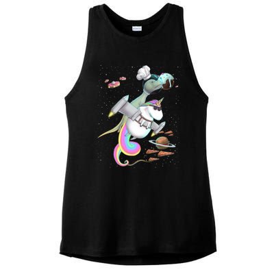 Trex Tyrannosaurus Rex Dinosaur Riding Unicorn Space Party Gift Ladies PosiCharge Tri-Blend Wicking Tank