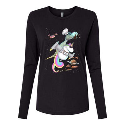 Trex Tyrannosaurus Rex Dinosaur Riding Unicorn Space Party Gift Womens Cotton Relaxed Long Sleeve T-Shirt