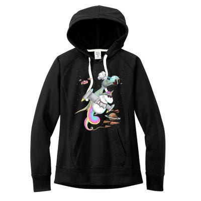 Trex Tyrannosaurus Rex Dinosaur Riding Unicorn Space Party Gift Women's Fleece Hoodie