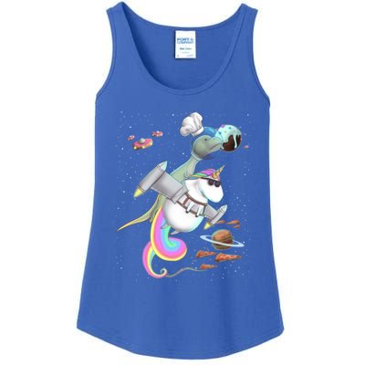 Trex Tyrannosaurus Rex Dinosaur Riding Unicorn Space Party Gift Ladies Essential Tank