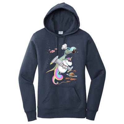 Trex Tyrannosaurus Rex Dinosaur Riding Unicorn Space Party Gift Women's Pullover Hoodie