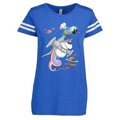 Trex Tyrannosaurus Rex Dinosaur Riding Unicorn Space Party Gift Enza Ladies Jersey Football T-Shirt