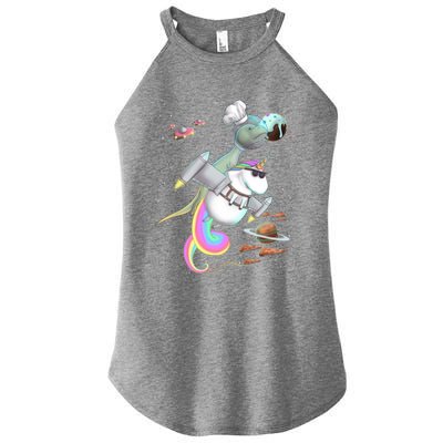 Trex Tyrannosaurus Rex Dinosaur Riding Unicorn Space Party Gift Women's Perfect Tri Rocker Tank