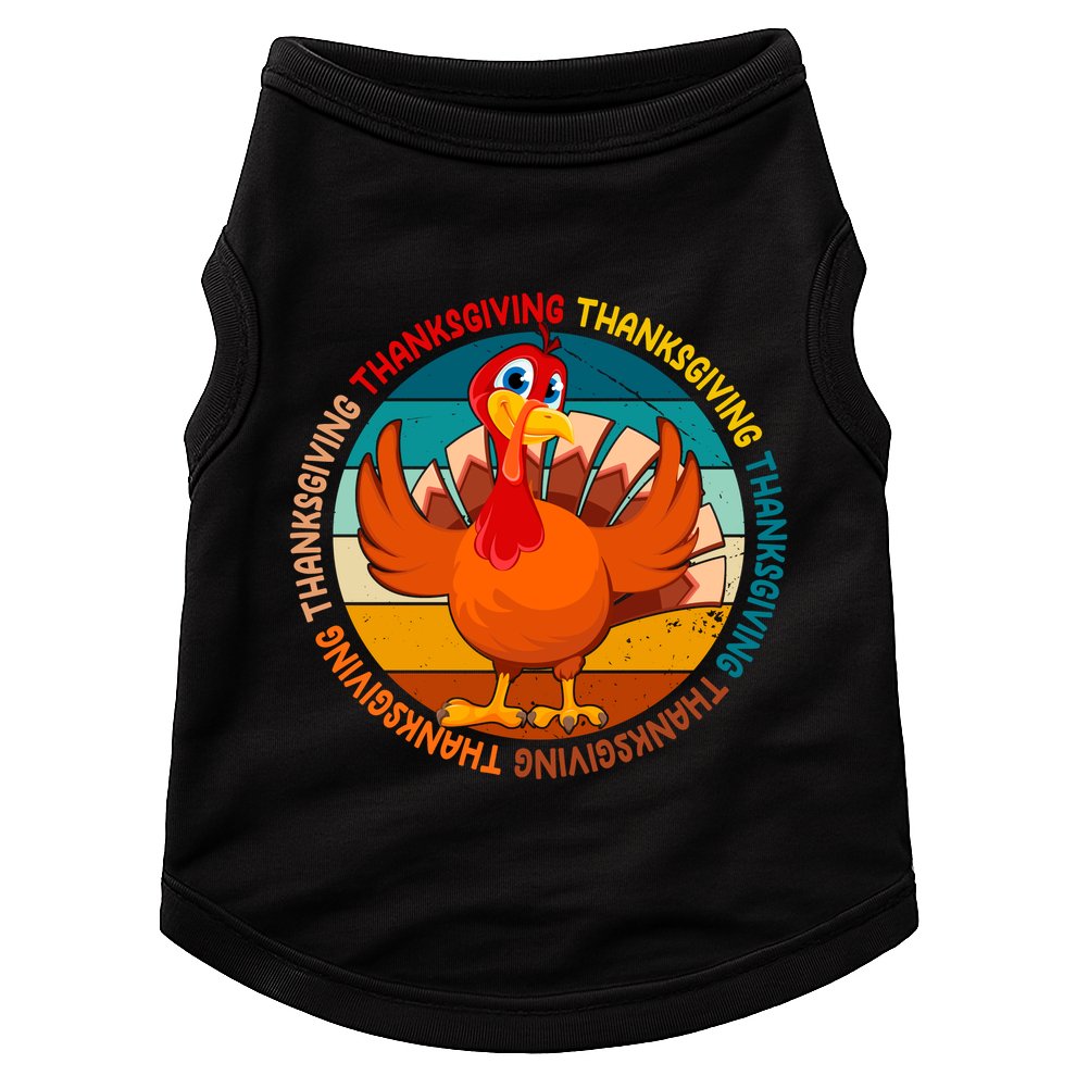 Thanksgiving Turkey Retro Sunset Holiday Doggie Tank
