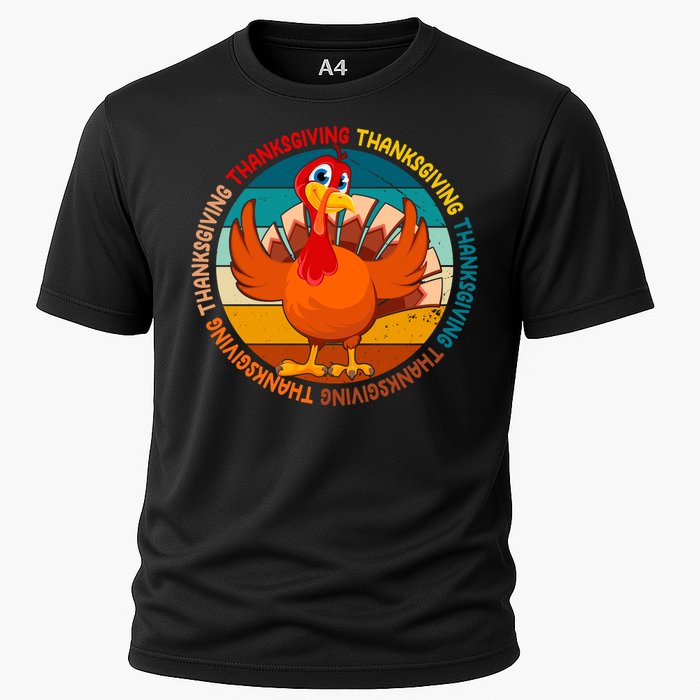 Thanksgiving Turkey Retro Sunset Holiday Cooling Performance Crew T-Shirt