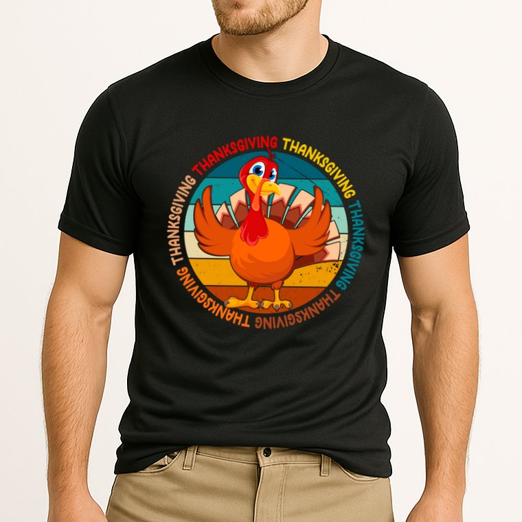 Thanksgiving Turkey Retro Sunset Holiday Cooling Performance Crew T-Shirt