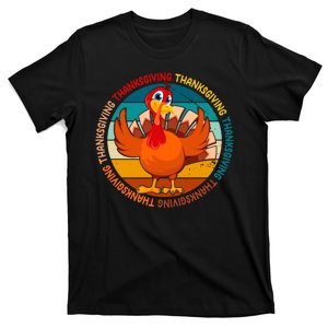 Thanksgiving Turkey Retro Sunset Holiday T-Shirt