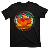 Thanksgiving Turkey Retro Sunset Holiday T-Shirt