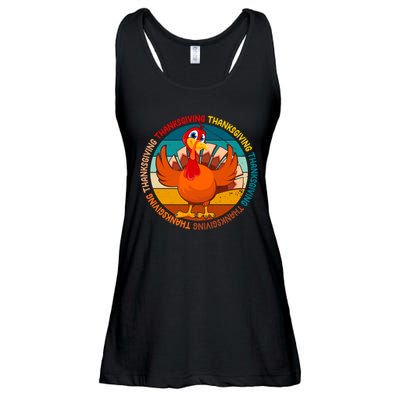Thanksgiving Turkey Retro Sunset Holiday Ladies Essential Flowy Tank