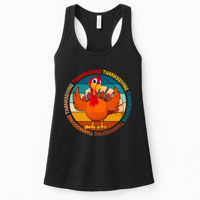 Thanksgiving Turkey Retro Sunset Holiday Womens Tank Top