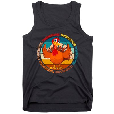 Thanksgiving Turkey Retro Sunset Holiday Tank Top