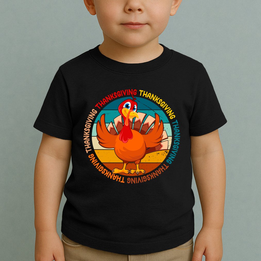 Thanksgiving Turkey Retro Sunset Holiday Toddler T-Shirt