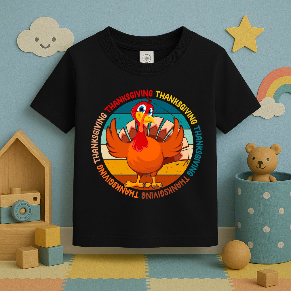 Thanksgiving Turkey Retro Sunset Holiday Toddler T-Shirt