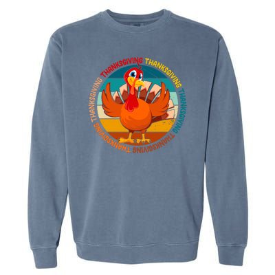 Thanksgiving Turkey Retro Sunset Holiday Garment-Dyed Sweatshirt