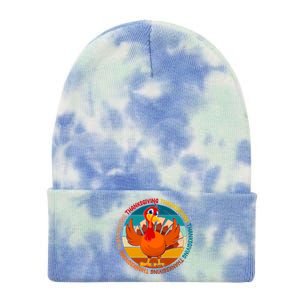 Thanksgiving Turkey Retro Sunset Holiday Tie Dye 12in Knit Beanie