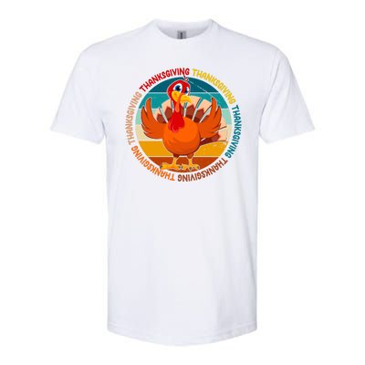 Thanksgiving Turkey Retro Sunset Holiday Softstyle® CVC T-Shirt