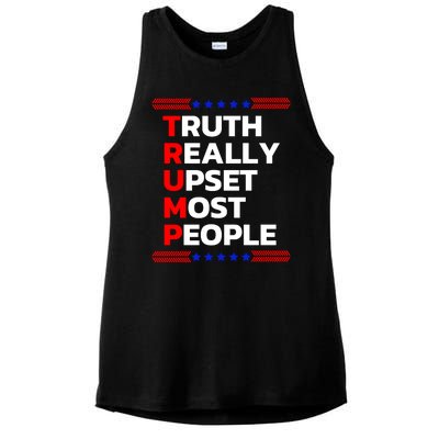 Trump Truth Really Upset Most People Trump 2024 America Flag Ladies PosiCharge Tri-Blend Wicking Tank