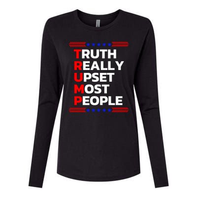 Trump Truth Really Upset Most People Trump 2024 America Flag Womens Cotton Relaxed Long Sleeve T-Shirt