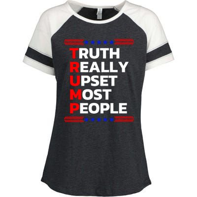 Trump Truth Really Upset Most People Trump 2024 America Flag Enza Ladies Jersey Colorblock Tee