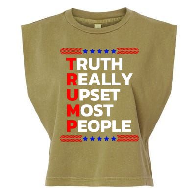 Trump Truth Really Upset Most People Trump 2024 America Flag Garment-Dyed Women's Muscle Tee