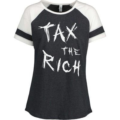 Tax The Rich AOC Quote Enza Ladies Jersey Colorblock Tee