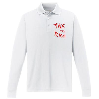 Tax The Rich AOC Quote Performance Long Sleeve Polo