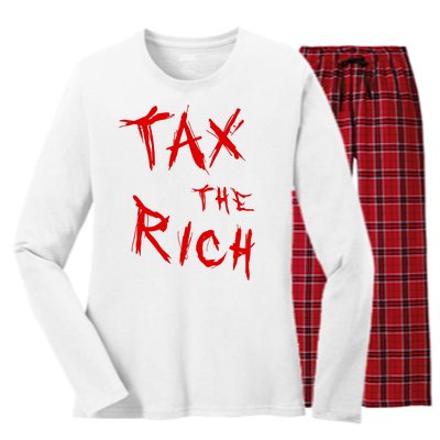 Tax The Rich AOC Quote Women's Long Sleeve Flannel Pajama Set 