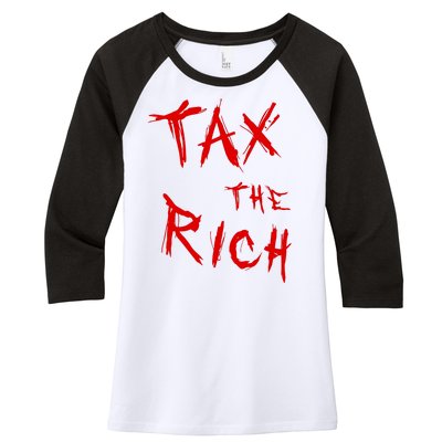 Tax The Rich AOC Quote Women's Tri-Blend 3/4-Sleeve Raglan Shirt