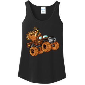 Thanksgiving Turkey Riding Monster Truck Ladies Essential Tank