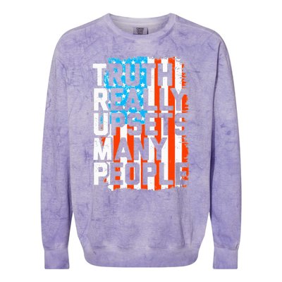 Trump Truth Really Upsets Many People US Flag Funny Colorblast Crewneck Sweatshirt