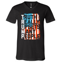 Trump Truth Really Upsets Many People US Flag Funny V-Neck T-Shirt